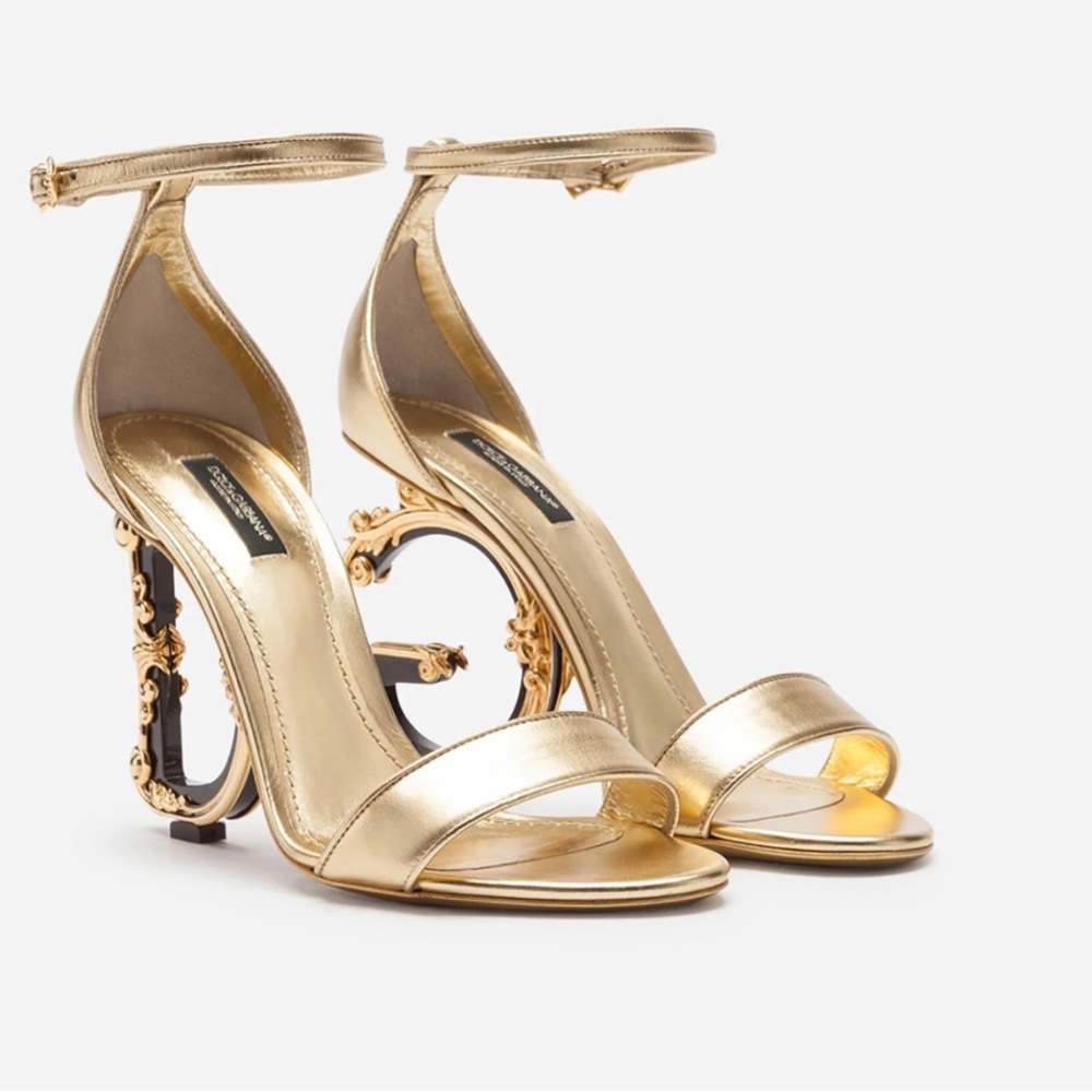 WORN,  Nappa mordore sandals with baroque DG heel size 40